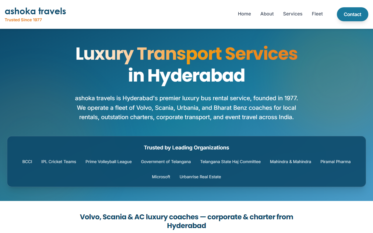 Ashoka Travels website